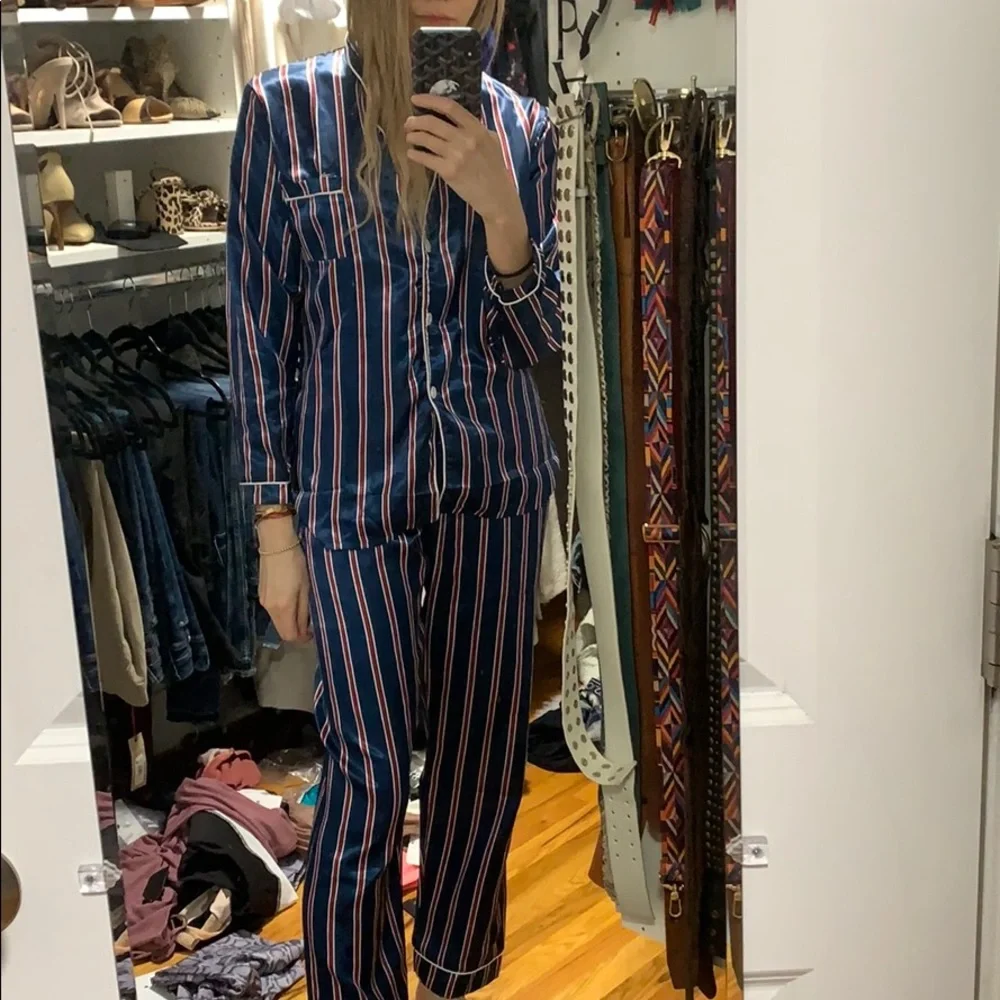 Blue striped silky Pj set small - Picture 3 of 8